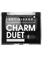 Тени для век двойные Charm Duet, тон 04 серый металлик / темный графит